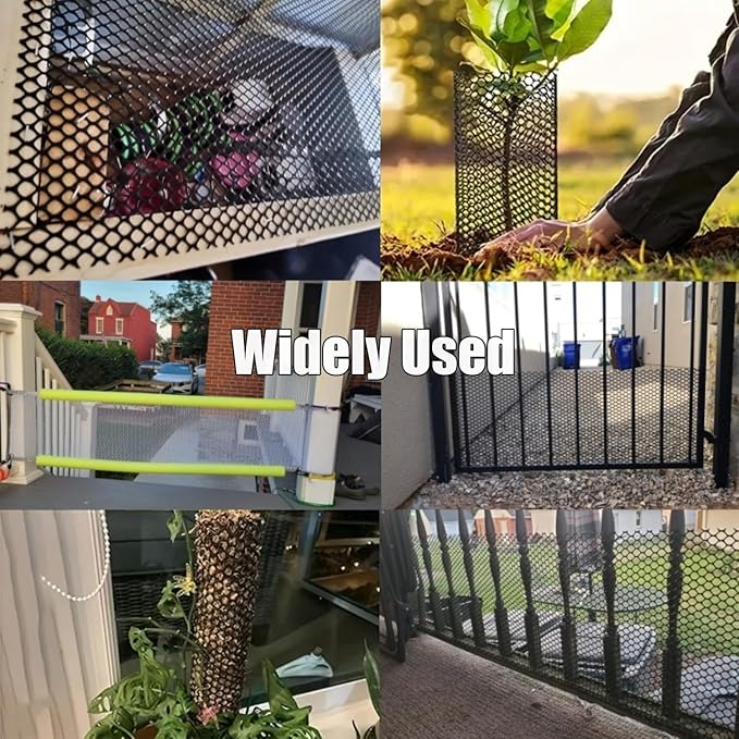 Plastic Wire Mesh Fence Roll, GENNIZZ 15.7IN x 50FT Plastic Chicken Wire Mesh, Balcony Garden Floral Netting Fencing Barrier for Cat Dog(0.4m x 15m)