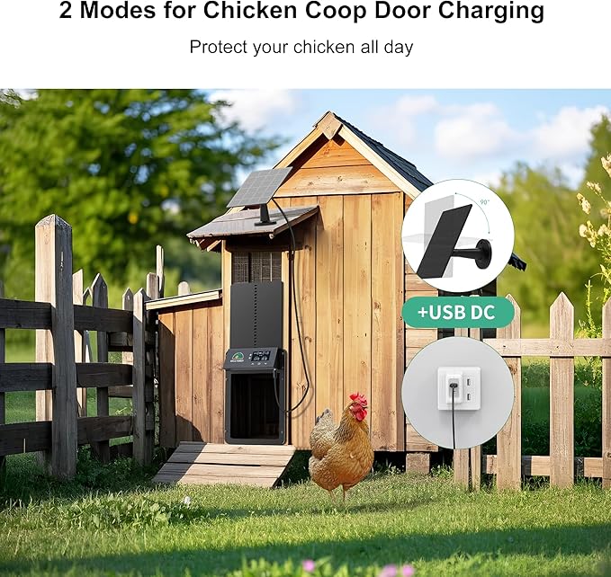 Automatic Chicken Coop Door,Multi-Modes for Chicken Door,Auto Chicken Coop Door with Anti-Pinch Feature,Automatic Coop Door with LCD Display,Run Chicken Automatic Door with Timer & Light Sensor