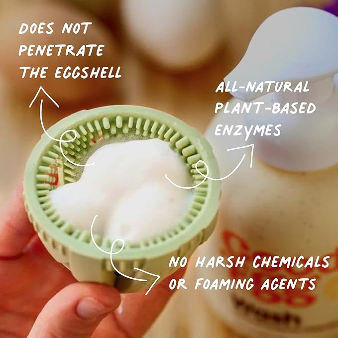 Organic Egg Cleaner for Farm Fresh Eggs, Food-Grade, Non-Toxic, Chicken Coop Accessories, Egg Washing Solution, USA-Made Foaming Pump, Refillable 12floz Bottle, As Seen On Shark Tank