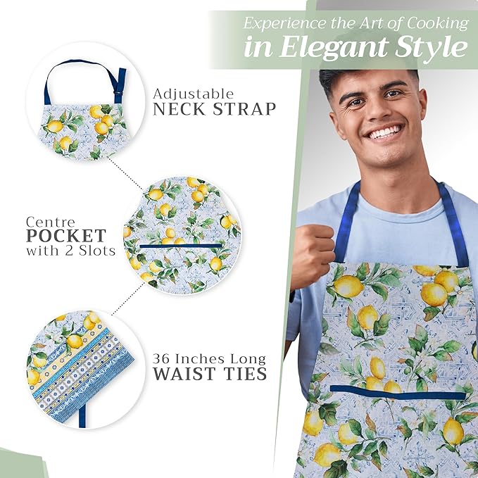 Maison d' Hermine 100% Cotton Apron for women with Pocket Kitchen Chef Apron for Men Cooking Easter Decorations