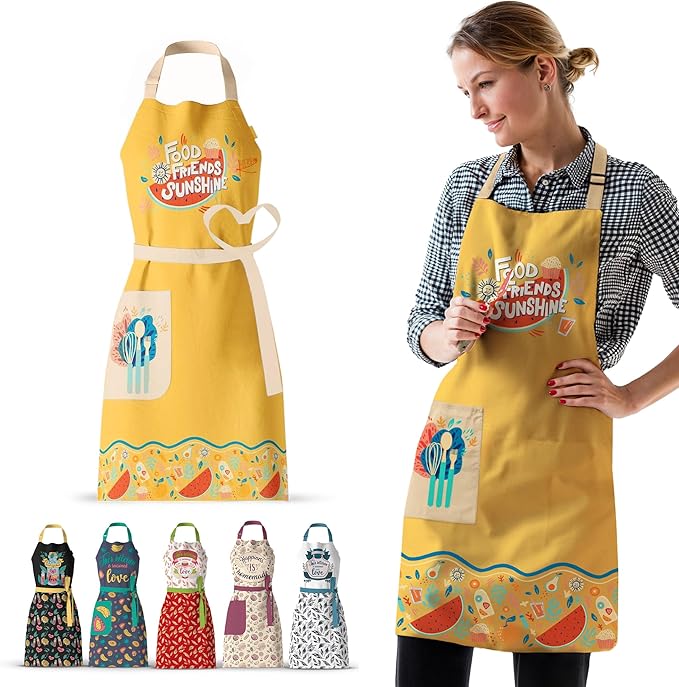 Waterproof Apron for Adults – Adjustable Fit with Deep Pockets, Stylish Cooking & Baking Apron for Women & Men