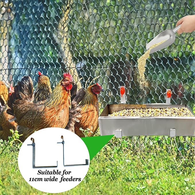 30 * 9 * 6cm Chicken Feeder, Hanging Chicken Feeder, Stainless Steel Chicken Waterer, Water Trough, Poultry Feeding Container with Hooks.