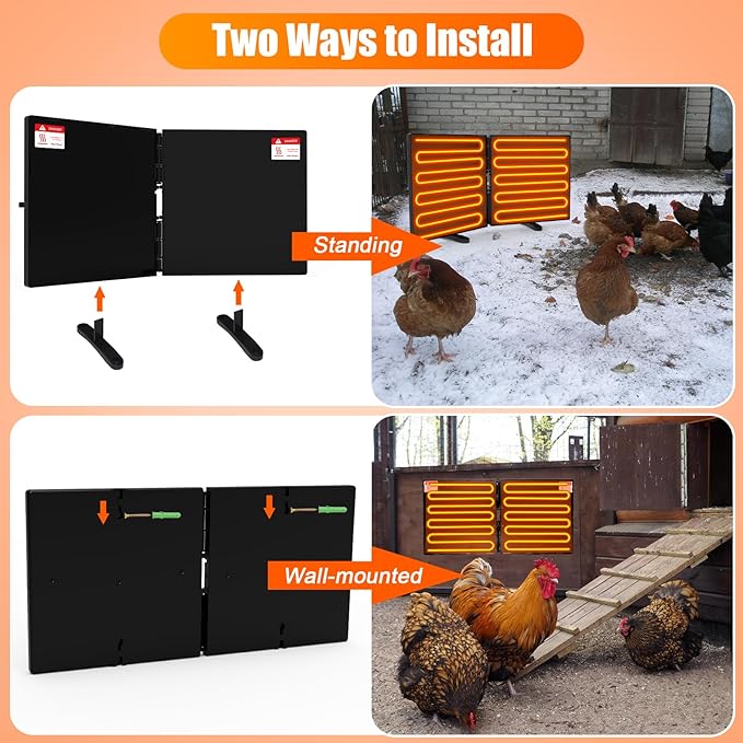 Chicken Coop Heater for Winter, Adjustable Temperature and Time Setting Chicken Heater for Inside Coop, 220W Radiant Heat Large Size Waterproof Chicken Coop Warmer for Outdoor Pet, 22.5'' X 11.2''