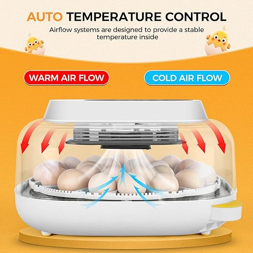 Sailnovo Incubator for 24 Eggs, 4 Modes Egg Incubator with Automatic Egg Turning, Temperature Control and Humidity Alarm - 360°View with Clear Window Incubators for Hatching Chicks(Grey)