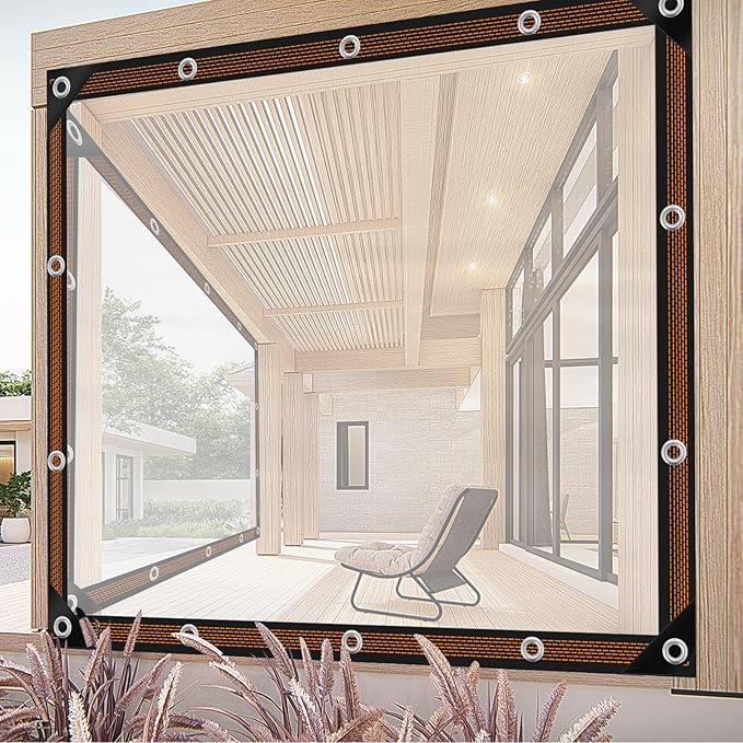 ZYP 4x6ft Heavy Duty Clear Waterproof Tarps Outdoor Garden Rainproof Covering,Clear Vinyl Tarp with Grommets,Transparent Waterproof Tarpaulin for Covering Henhouse Porch Canopy Plant Camping