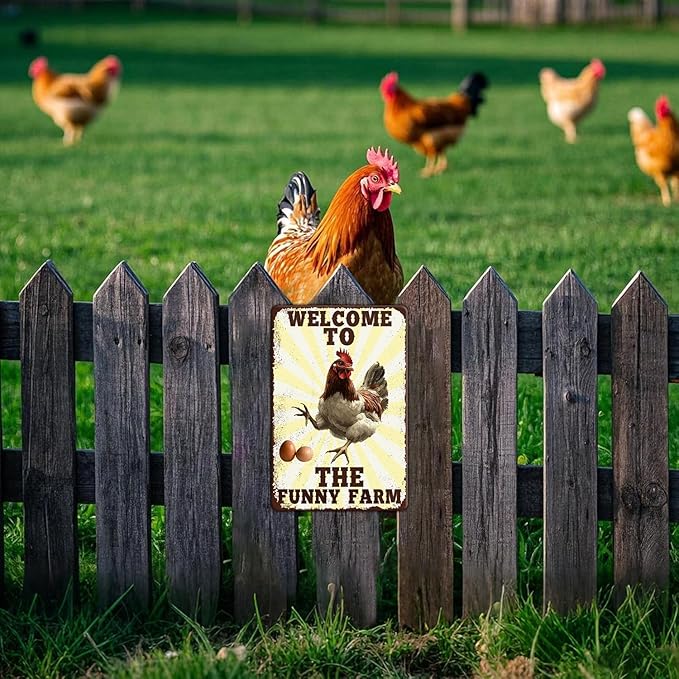 Funny Chicken Signs Welcome To Our Coop Chicken The Funny Farm Aluminium Sign Metal Chicken Signs Decor Home Ktichen Farm Are Wall 12x8 Inch Vintage Chicken Signs For Coop Metal Tin Poster