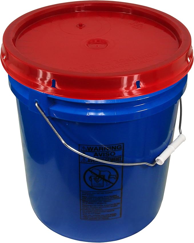 Blue 5 Gallon 90 mil Bucket with Snap On Lid (Red)