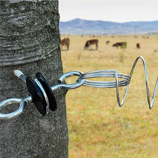 2 Pack Electric Fence Gate Kit, with Spring Gate Handle, 2 Anchor Insulators and 19.69-Feet Tension Big Spring，for Electric Fence Gate Livestock Fence Agricultural Fencing and Pasture