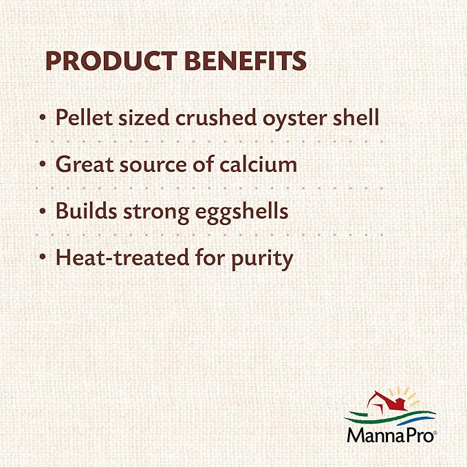 Manna Pro Crushed Oyster Shell for Laying Hens, High-Calcium Supplement to Support Strong Eggshells and Healthy Laying Chickens, Poultry Oyster Shell, 6-Pack of 5 lb Bags