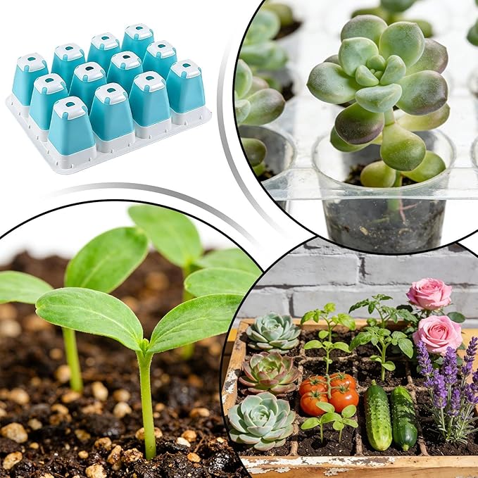 Seedling Trays, 60 Cells Reusable Silicone Growing Starter - Seedling Starting Kit - for Indoors Gardening House Potted Lawn Vegetable Flower Farm Windowsill