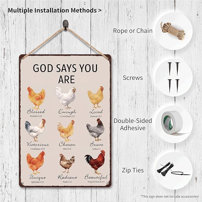 Antique Finish Chicken Coop Metal Sign, Weather-Resistant Tin Sign for Outdoor Garden Decor, Funny Farm Animal Sign, 8x12 Inch Farmhouse Patio Ornament