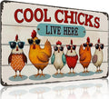 Funnysign Chicken Decor Cool Chicks Live Here Vintage Tin Sign for Chicken Coop Farm Kitchen Garden Yard Decor 8x12 INCH(3832)