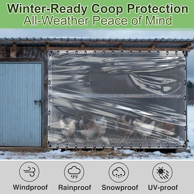 13x16ft Anti-Tear Clear Tarp Waterproof for Patio Winterizing - 5 mil Snowproof & Windproof Clear Plastic Tarps with Grommets for Garden Enclosure Chicken Coop