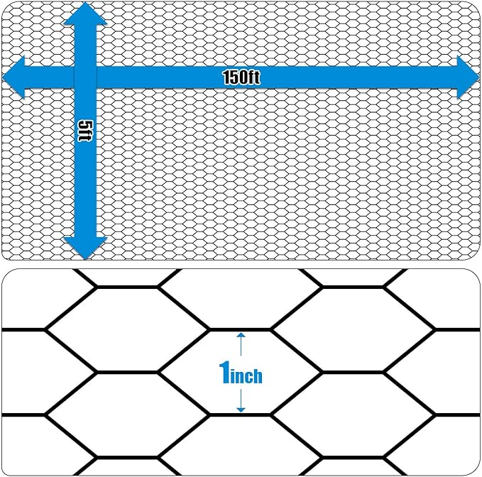 Fencer Wire 20 Gauge Black Vinyl Coated Poultry Hex Netting with 1 inch Mesh (5 ft. x 150 ft.)