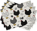 Seliem Chicken Hen Placemats Set of 4, Eggs Buffalo Plaid Polka Dots Farm Dining Table Place Mats, Spring Farmhouse Rustic Kitchen Decor Home Decoration 12 x 18 Inch