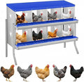 Chicken Nesting Box, 6/8/10 Compartment Metal Nesting Box,Wall Mount Chicken Nesting Boxes for Laying Eggs,Easy Egg Collection,6 Room Nest Boxes for Chickens