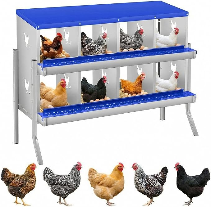 Chicken Nesting Box, 6/8/10 Compartment Metal Nesting Box,Wall Mount Chicken Nesting Boxes for Laying Eggs,Easy Egg Collection,6 Room Nest Boxes for Chickens