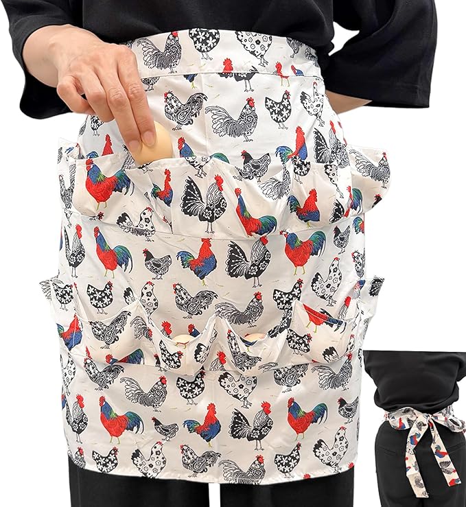 Egg Apron, Egg Collecting Apron with 12 Pockets for Fresh Eggs - Gathering Eggs from Chickens, Ducks, and Geese