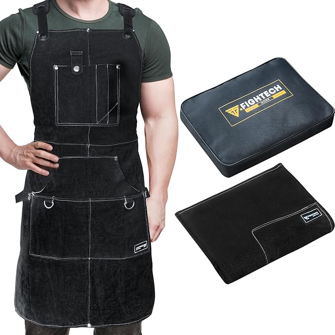FIGHTECH Shop Apron - Heavy Duty Wood Working Apron for Men with Tool Pockets for Woodworkers Blacksmiths Carpenters M-XXL