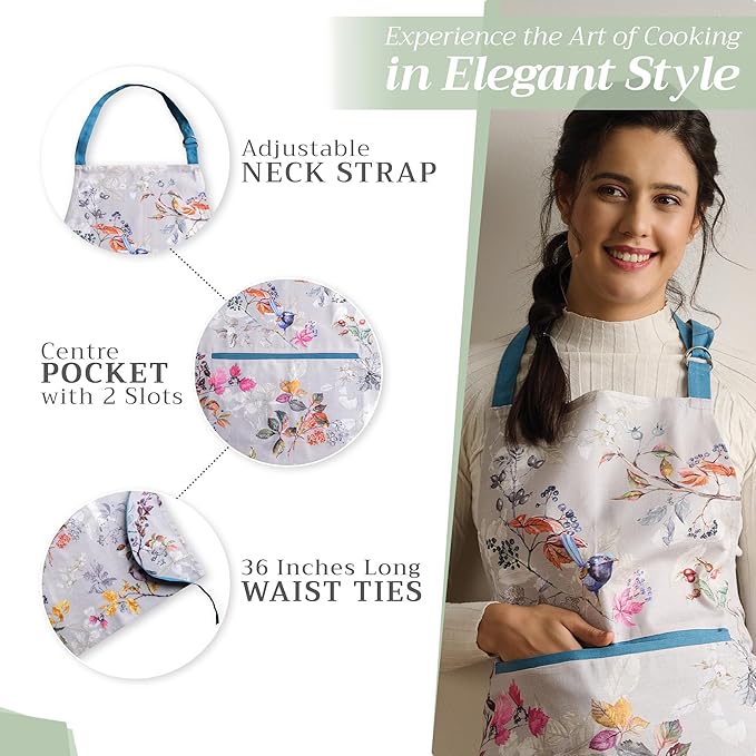 Maison d' Hermine 100% Cotton Apron for women with Pocket Kitchen Chef Apron for Men Cooking Easter Decorations