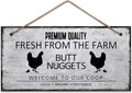 Farm Fresh Butt Nuggets Wooden Plaque Wall Decor Rustic Chicken Coop Wood Hanging Sign Funny Art Prints for Henhouse Farmhouse Kitchen Wall Decoration Gifts, 6x12 Inch