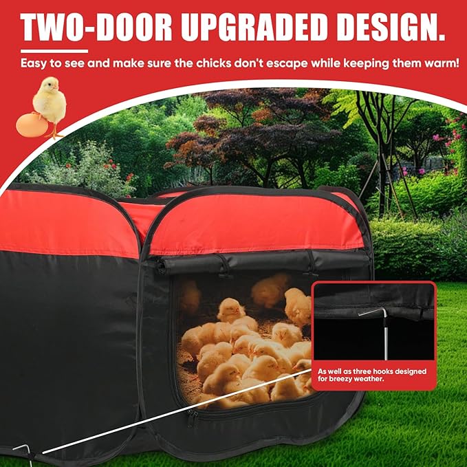 Chick Brooder Box for Baby Chicks,Brooder Box for Chick Starter Kit Pop-Up Brooder with Double Doors,Fits Up to 15 Chicks, Ducks, or Quail,Chicken Starter Kit Brooding Supplies for Backyard Poultry