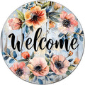 Welcome Metal Sign Vintage Tin Sign Round Sign Aluminum Sign for Farmhouse Kitchen Outdoor Outside Home Backyard Wall Decor 8 Inch