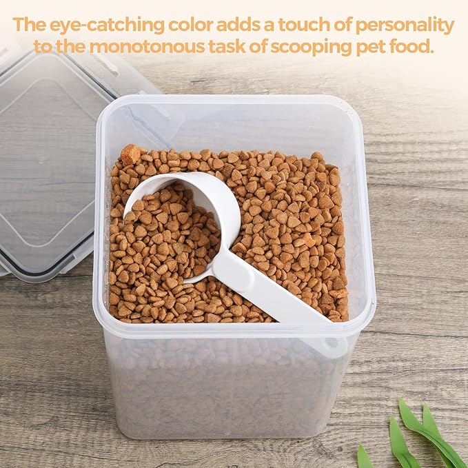Dog Food Scoop 1/2 Cup - MSBC Melamine Pet Food Scoop Measuring Cup for Dog Cat Ferret Rabbit Bird Food, Half Cup Scoop Food-Grade Pet Feed Scoops with Handle, Dishwasher Safe, White