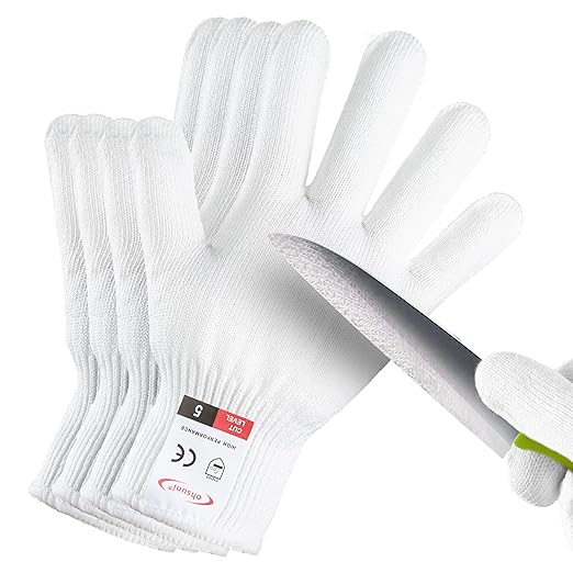Cutting Gloves, 2 Pairs of Cut Resistant Gloves Food Grade, Cut Resistant Gloves for Kitchen, Oyster Shucking, Fish Fillet Processing, Carving Wood and Gardening(Small-White)