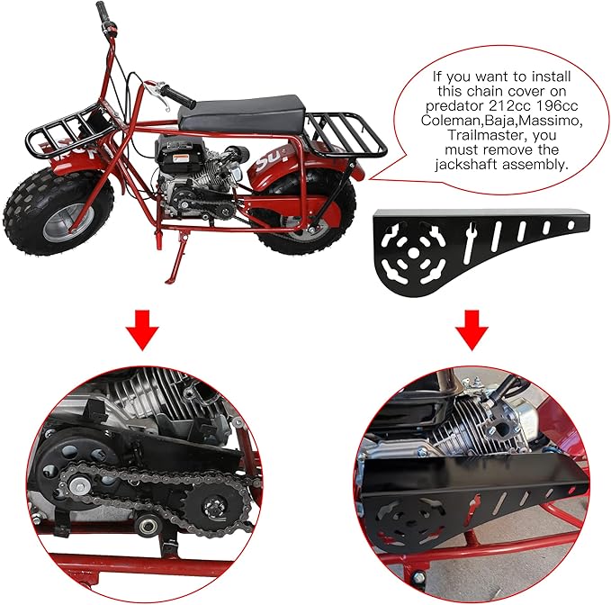 GREHUA Mini Bike Clutch Cover Chain Guard Compatible with Predator 212 196cc 224cc 6.5hp Clone Engine Coleman CT200U BT200X CT200U-EX Baja Warrior Massimo MB165 MB200 Doodlebug Motovox Minibike Parts