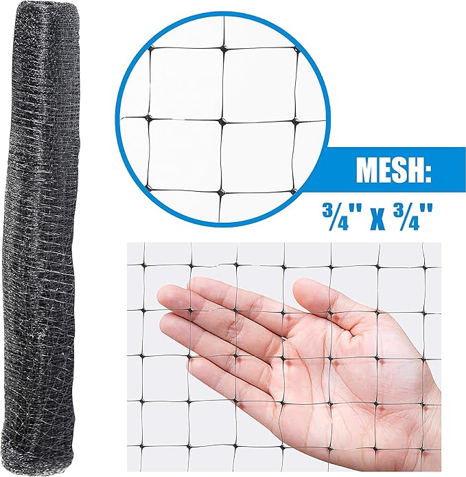 Fencer Wire 7 ft. x 100 ft. Garden & Plant Protective Netting with 3/4" Mesh, Reusable & Doesn't Tangle, Protection Against Bird, Deer and Other Animals, Multiple Choices Available