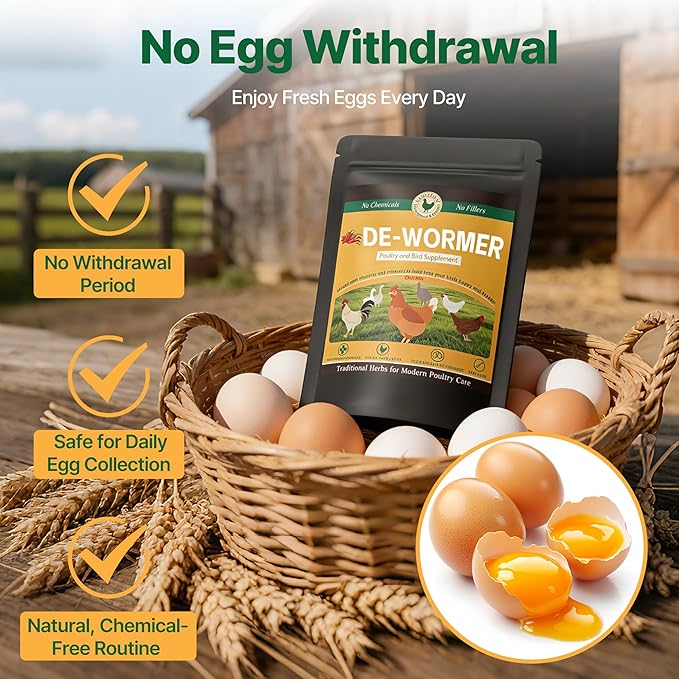 Chicken De-w0rmer, All-Natural Formula-Chili Mix, Safe for Eggs | Support Gut Balance, Healthy Digestion & Vitality for Laying Hens, Ducks, Turkeys and Backyard Poultry | Effective for All Ages&Sizes