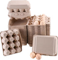 100 Pack Vintage Egg Cartons, Classical 3x4 Style Blank Natural Paper Pulp Square Dozen Eggs Box Basket, Holds Up to One Twelve 12 Count Chicken Huevo, Sturdy Recycled Cardboard