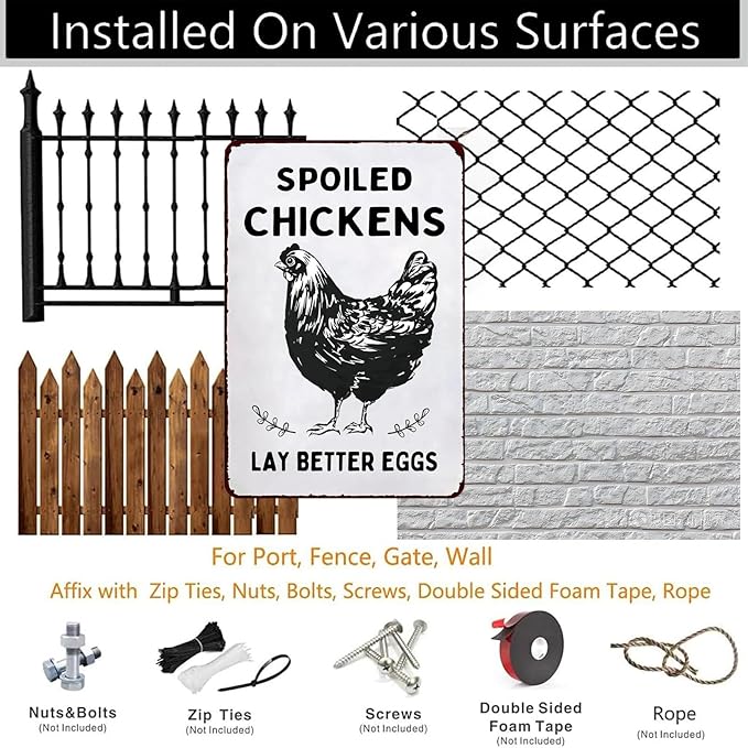 Chicken Decor for Coop Farmhouse Kitchen Garden Funny Vintage Metal Chicken Signs