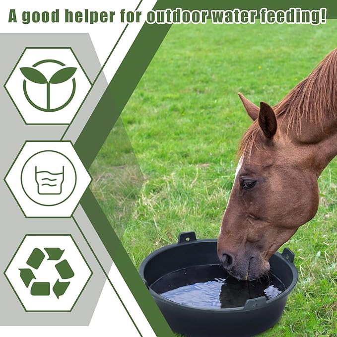 Sadnyy Feed Pan Utility Horse Feed Bucket Livestock Feeder Tubs Ox Tendon Bowl for Horses Dog Cats Goats Chicken Dust Bath(1.5 Gallon/6 Quart,1 Pcs)