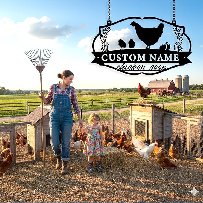 Custom Chicken Coop Metal Sign, Personalized Chicken Coop Sign for Outside, Custom Metal Hen House Farm Signs, Chickens Hen House Farmhouse Wall Art Decor