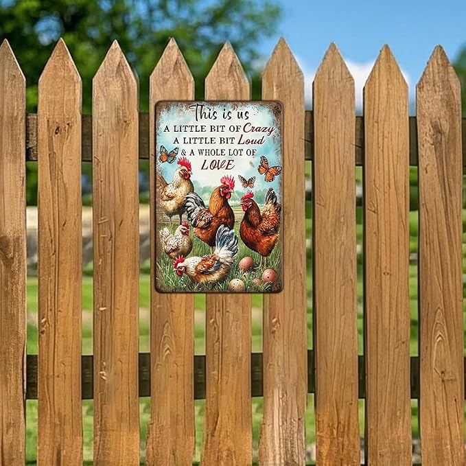 Chicken Metal Sign Chicken Wall Decor This Is Us Wall Decor A Little Bit Of Crazy A Little Bit Loud Chicken Coop Sign Farm Home Garden Yard Poster 12x8 Inch