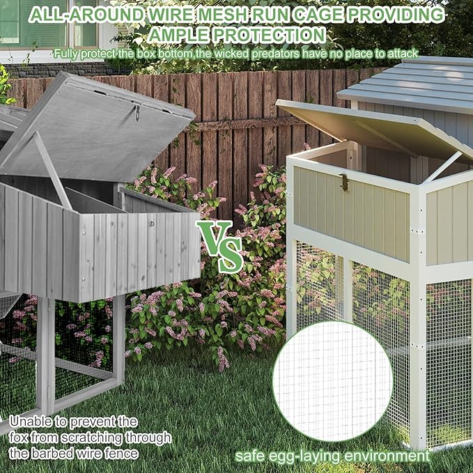 115.36"L 2-Story Chicken Coop with Extra Large Run Cage,Chicken House Hen House with 2 Large Nesting Boxes,Expandable Poultry Cage for 4-6 Hens with 6 Perching Bars,Pull-out Tray,Ramps(Grey)