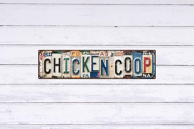 Vintage Chicken Coop Metal Tin Signs Street Signs Home Wall Decor Accessories Rural Farm 4x16 in