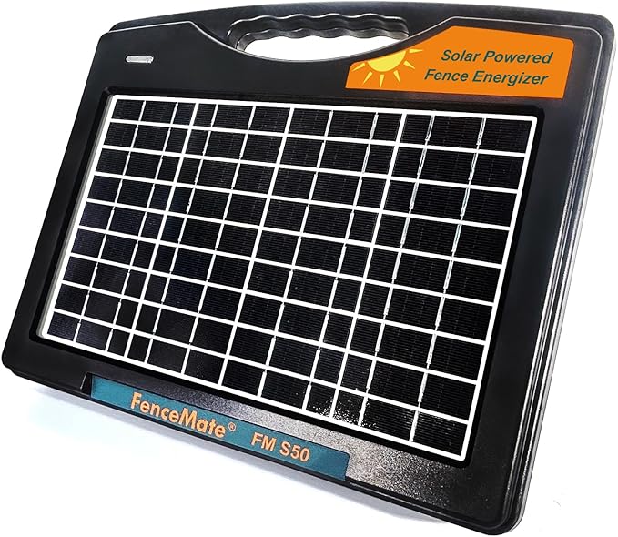 FenceMate Solar Powered Fence Charger 0.65J to 30 Miles for Containment of Livestock, Poultry or Hobby Farming, Portable Electric Fence Charger for Exclusion of Nuisance or Wild Animals Low Impedance