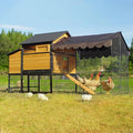 Mobile Chicken Coop,Large All-Steel Frame Hen House for 6-8 Chickens Poultry Cage with Nesting Box Metal Run,Waterproof Rain Cover Duck Coop