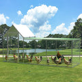 Large Metal Chicken Coop, Chicken Run for Yard with Waterproof and Anti-UV Cover, Walk-in Chicken House for 8/10 Chickens, Rabbits Duck Outdoor Farm Yard