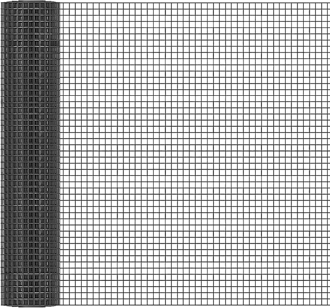 Black Hardware Cloth 1/2in Mesh 24in x 100ft, Chicken Wire Fencing PVC Coated 19 Gauge, Welded Chicken Wire for Rodent Proofing, Tree Guard, Garden Fence, Poultry Netting(1/2in x 24in x 100ft)