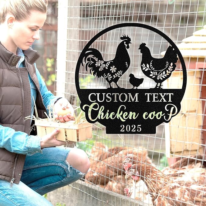Custom Chicken Coop Signs, Personalized Chicken Coop Signs, Custom Metal Farm Signs for Outdoor, Chick Hen House Sign Funny Farmhouse Outside Wall Decor Gift