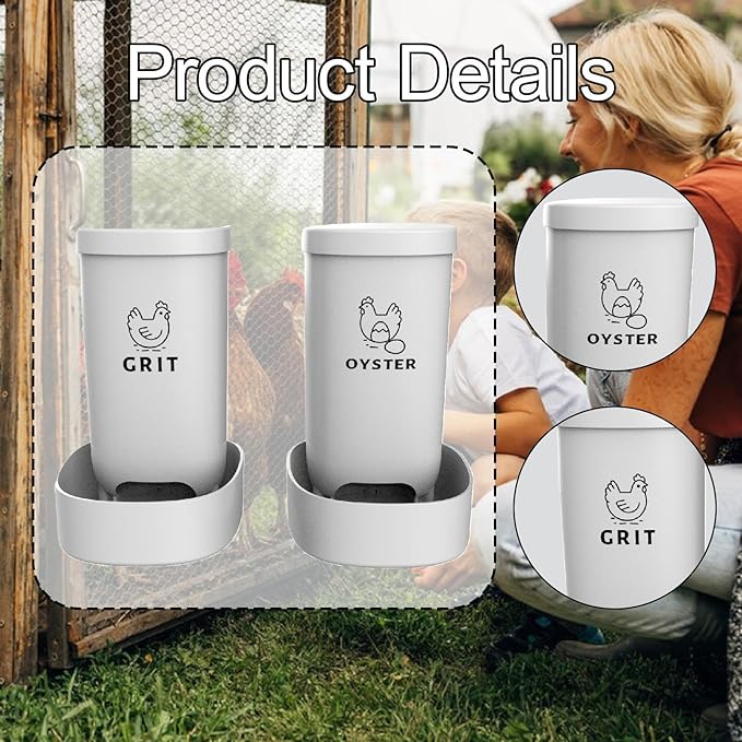 Chick Feeders 2 Pack with Grit & Shell Feeders, 16cm Base (6.3 inch) PP Material for Duck Quail Starter Kit