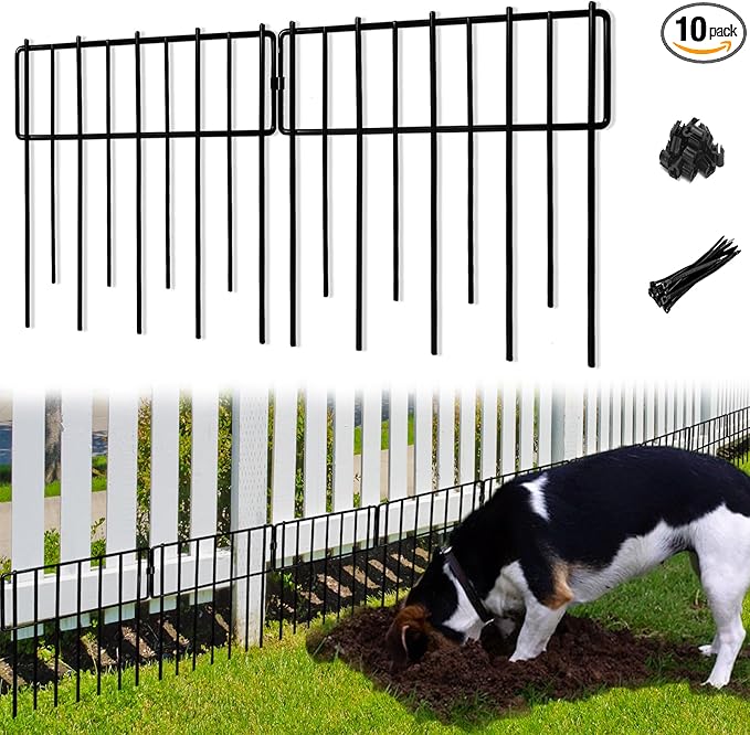 Animal Barrier Fence, 10 Pcs Upgrade 1.26 in Gap Decorative Fences No Dig Fence for Rabbits and Dog Ground Defense, Rustproof Metal Wire Garden Fence Border for Garden & Patio Landscaping