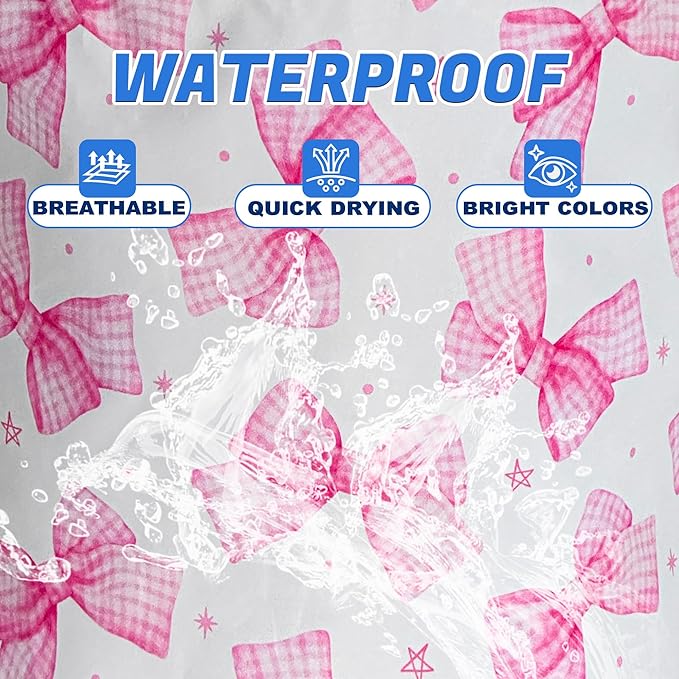 Pink Bow Laundry Basket Oxford Cloth Bowknot Laundry Hamper With Handle Foldable Portable Clothes Storage Basket 18.9 X 16.5 In Storage Bag For Laundry Room/Bathroom/Bedroom/Dormitories