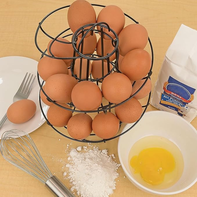 Southern Homewares Egg Skelter Deluxe Modern Spiraling Dispenser Rack - Black, Space-Saving, Durable Storage Solution for Eggs, One Size