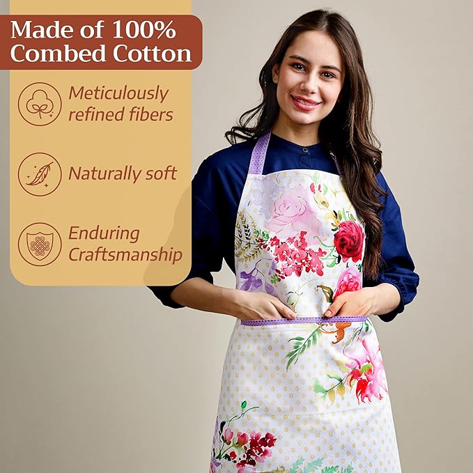 Maison d' Hermine 100% Cotton Apron for women with Pocket Kitchen Chef Apron for Men Cooking Easter Decorations
