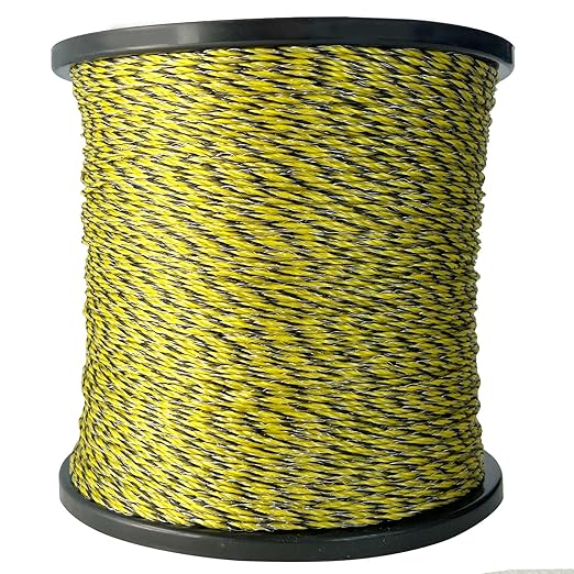 Upgraded Electric Fence Polywire 3366 Feet 1026 Meters, 6 Stainless Steel Strands for Reliable Conductivity and Rust Resistance, Easy to Install,Portable Electric Fencing,Yellow and Black Color